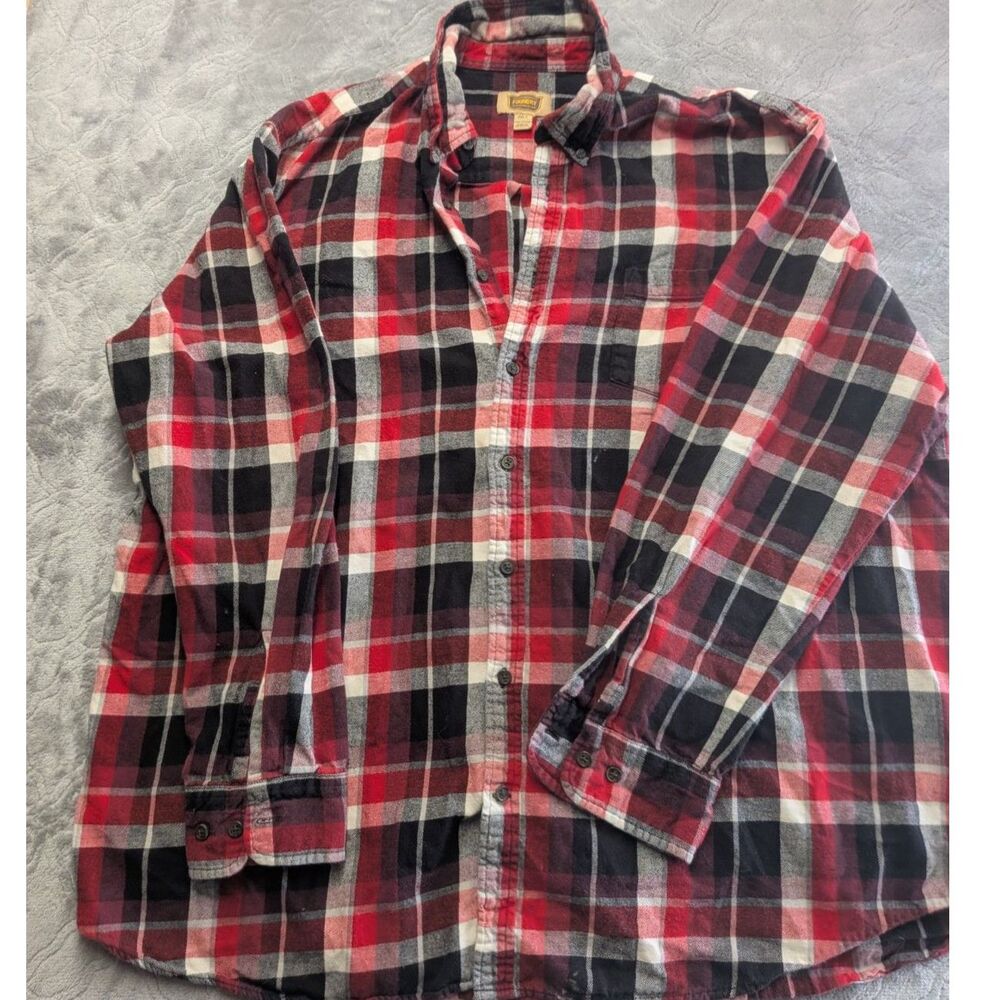 Foundry Supply Co Flannel Shirt Men's 2XLT Red Plaid Button Front Tall Cotton